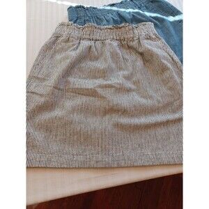 J. Crew blue white ticking stripe paperbag miniskirt S cotton elastic pockets